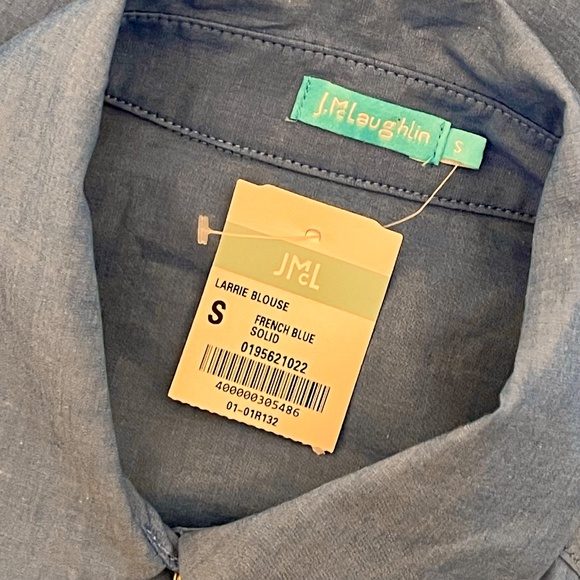 NWT!! J. MCLAUGHLIN Larrie Blouse Shirt Buttondown French Blue Coastal Small - Picture 12 of 15